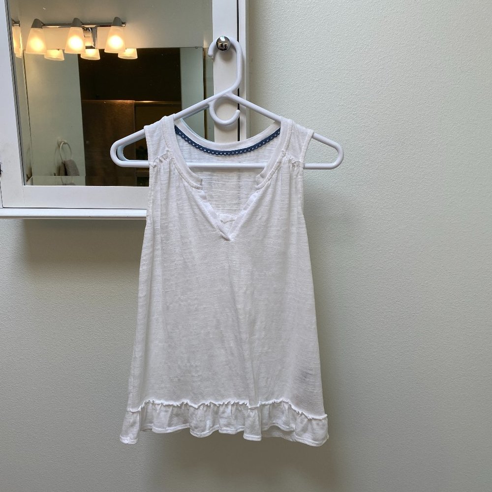 Anthropologie Maeve Poinsot Split Back Ruffle Tank Sz XS